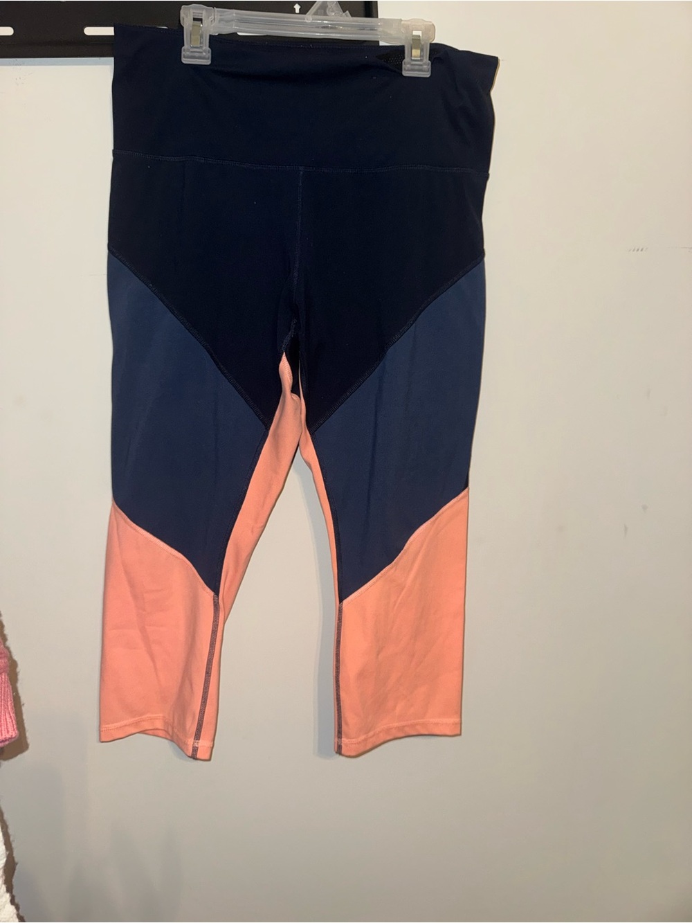 Colorblock High-Waist Leggings - Navy & Peach